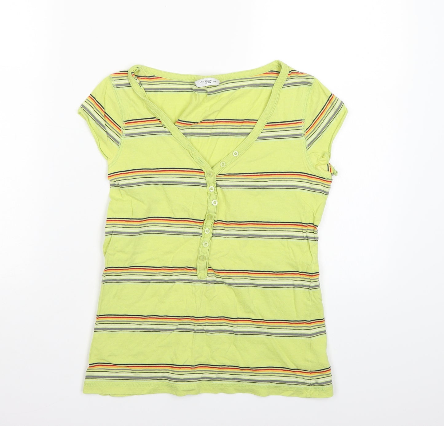 New Look Womens Gold Striped  Basic T-Shirt Size 10