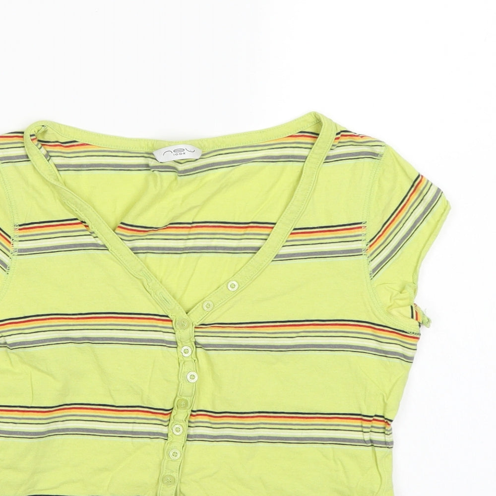 New Look Womens Gold Striped  Basic T-Shirt Size 10