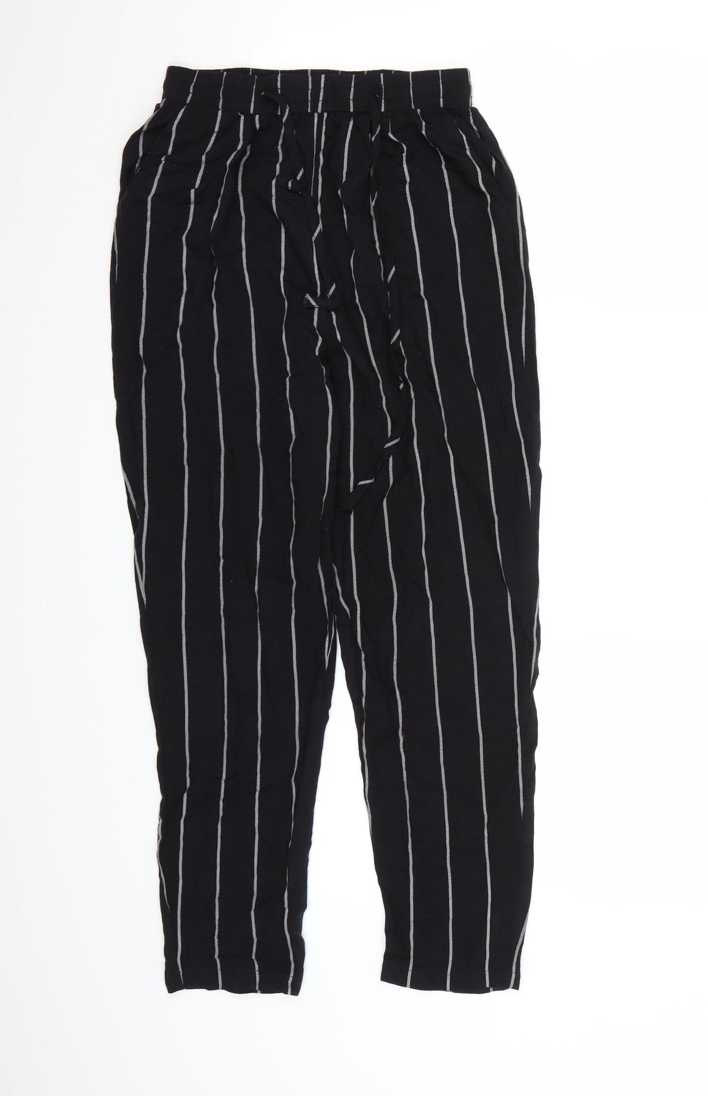 PRETTYLITTLETHING Womens Black Striped  Harem Trousers Size 6 L24 in