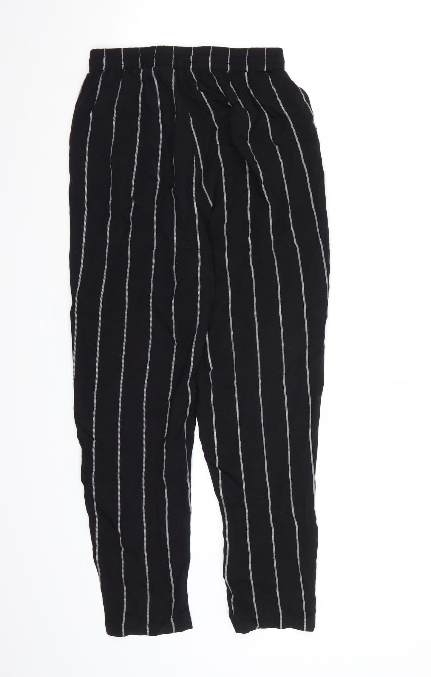 PRETTYLITTLETHING Womens Black Striped  Harem Trousers Size 6 L24 in