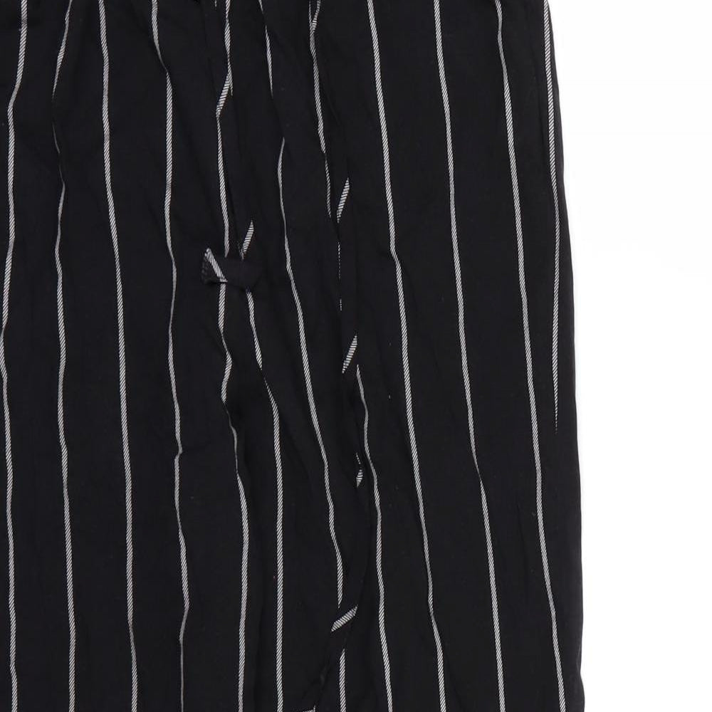 PRETTYLITTLETHING Womens Black Striped  Harem Trousers Size 6 L24 in
