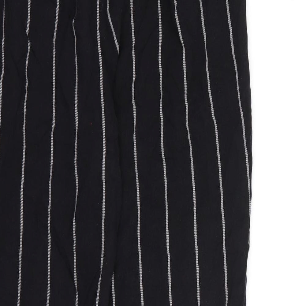 PRETTYLITTLETHING Womens Black Striped  Harem Trousers Size 6 L24 in