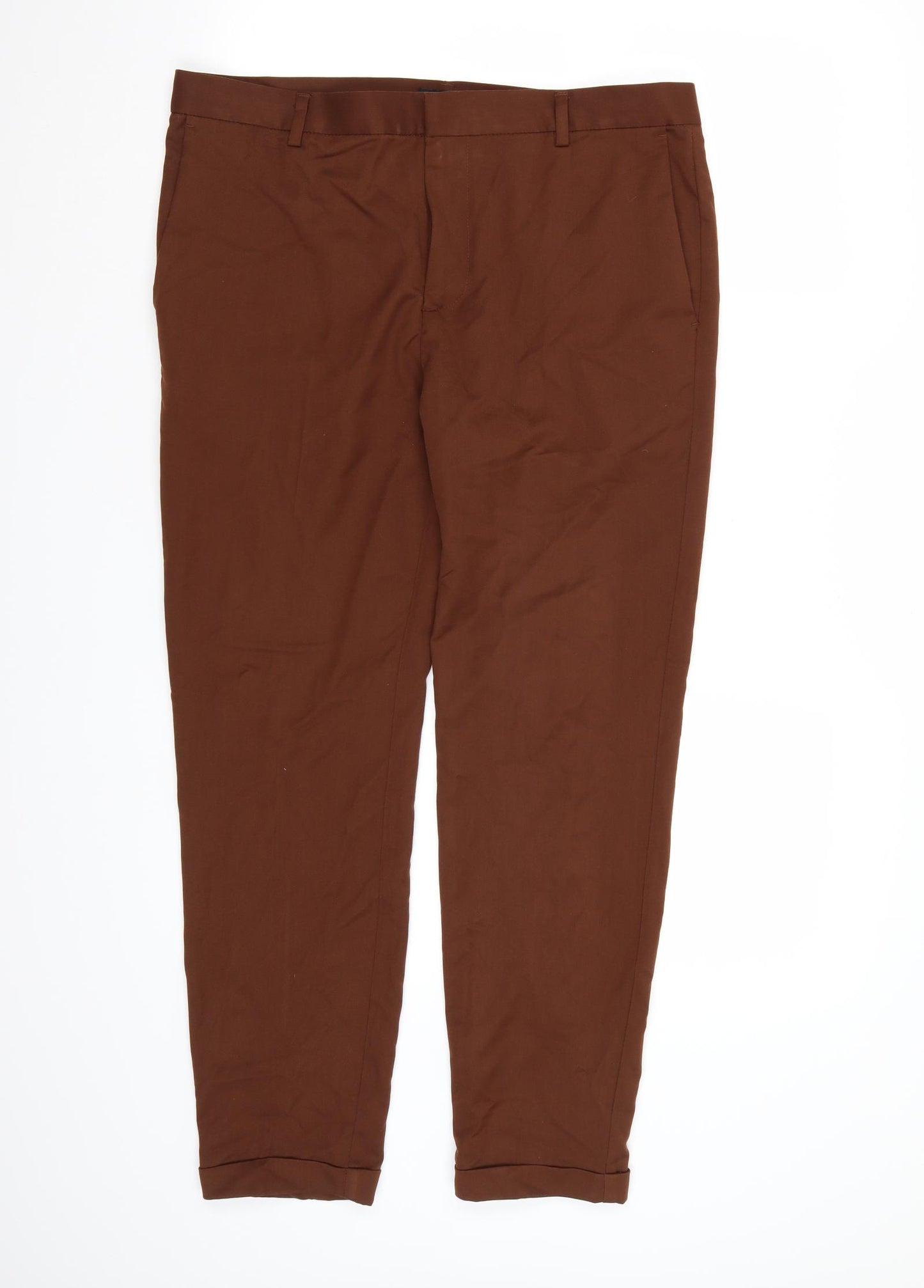 H&M Womens Brown  Rayon Chino Trousers Size 10 L26 in