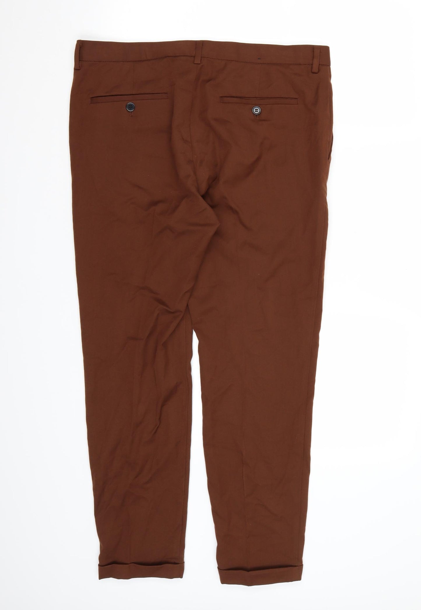 H&M Womens Brown  Rayon Chino Trousers Size 10 L26 in