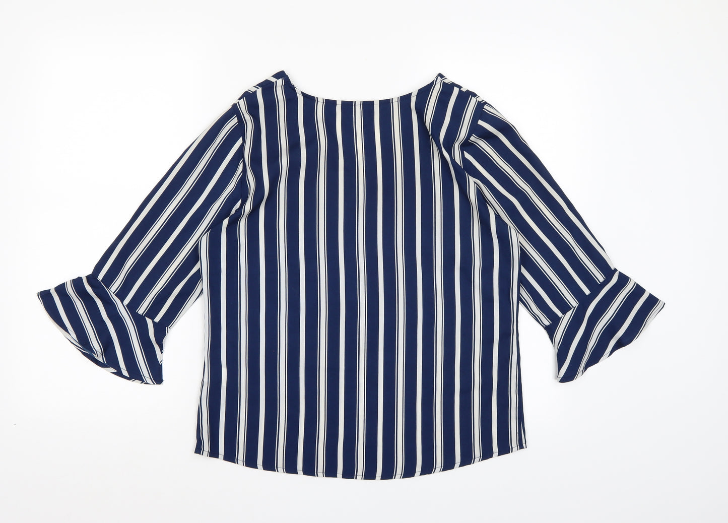 Papaya Womens Blue Striped  Basic Blouse Size 10