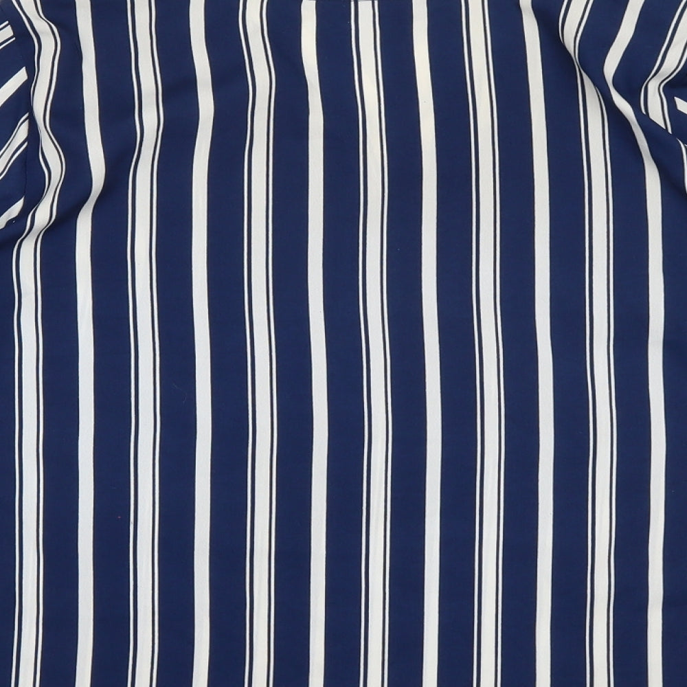 Papaya Womens Blue Striped  Basic Blouse Size 10