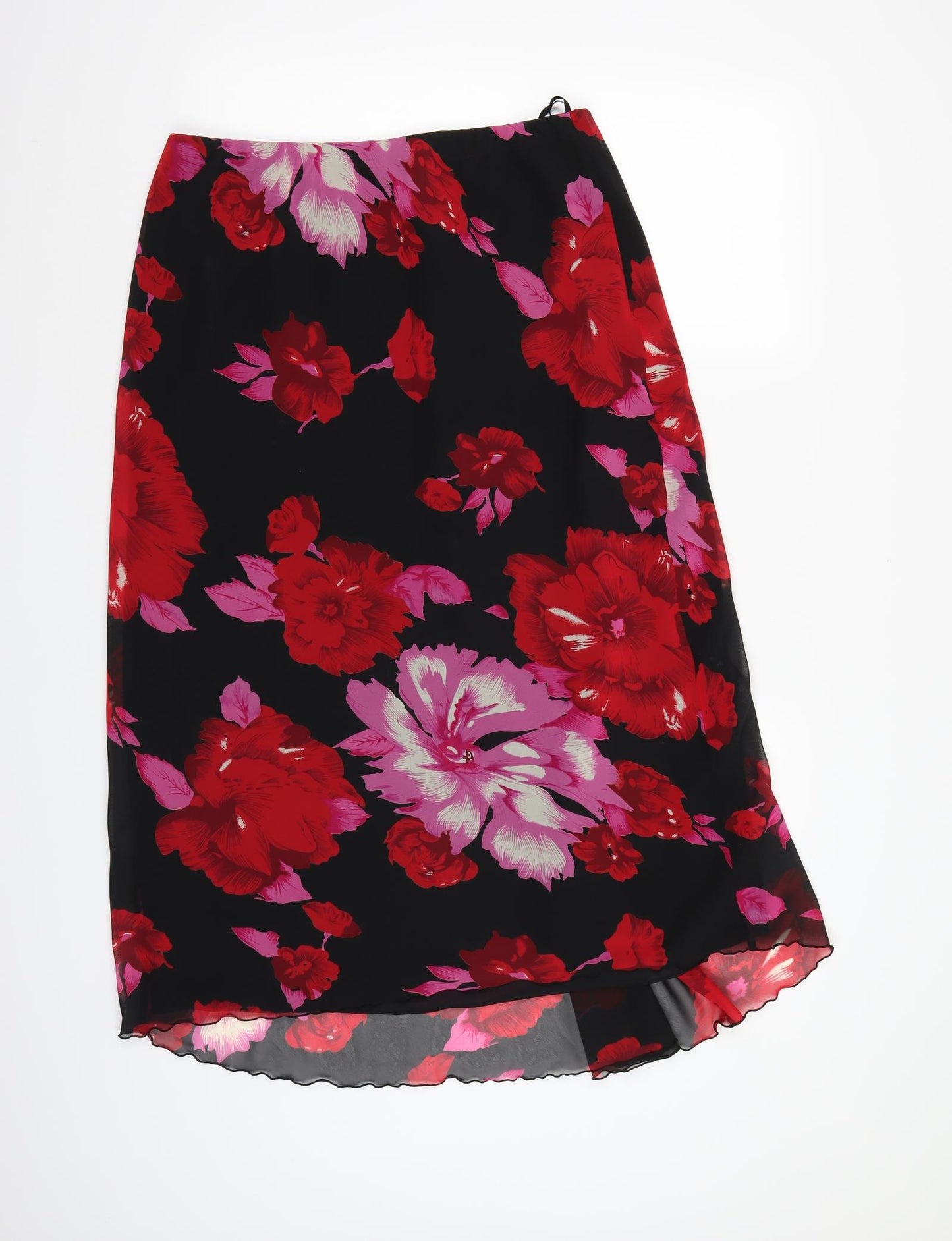 AMARANTO Womens Black Floral  A-Line Skirt Size 16