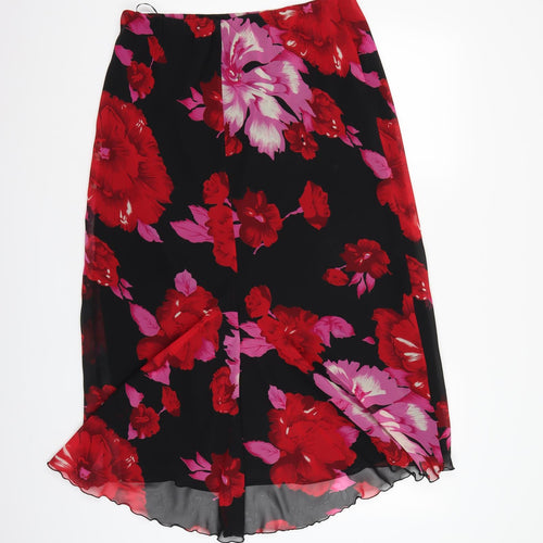 AMARANTO Womens Black Floral  A-Line Skirt Size 16