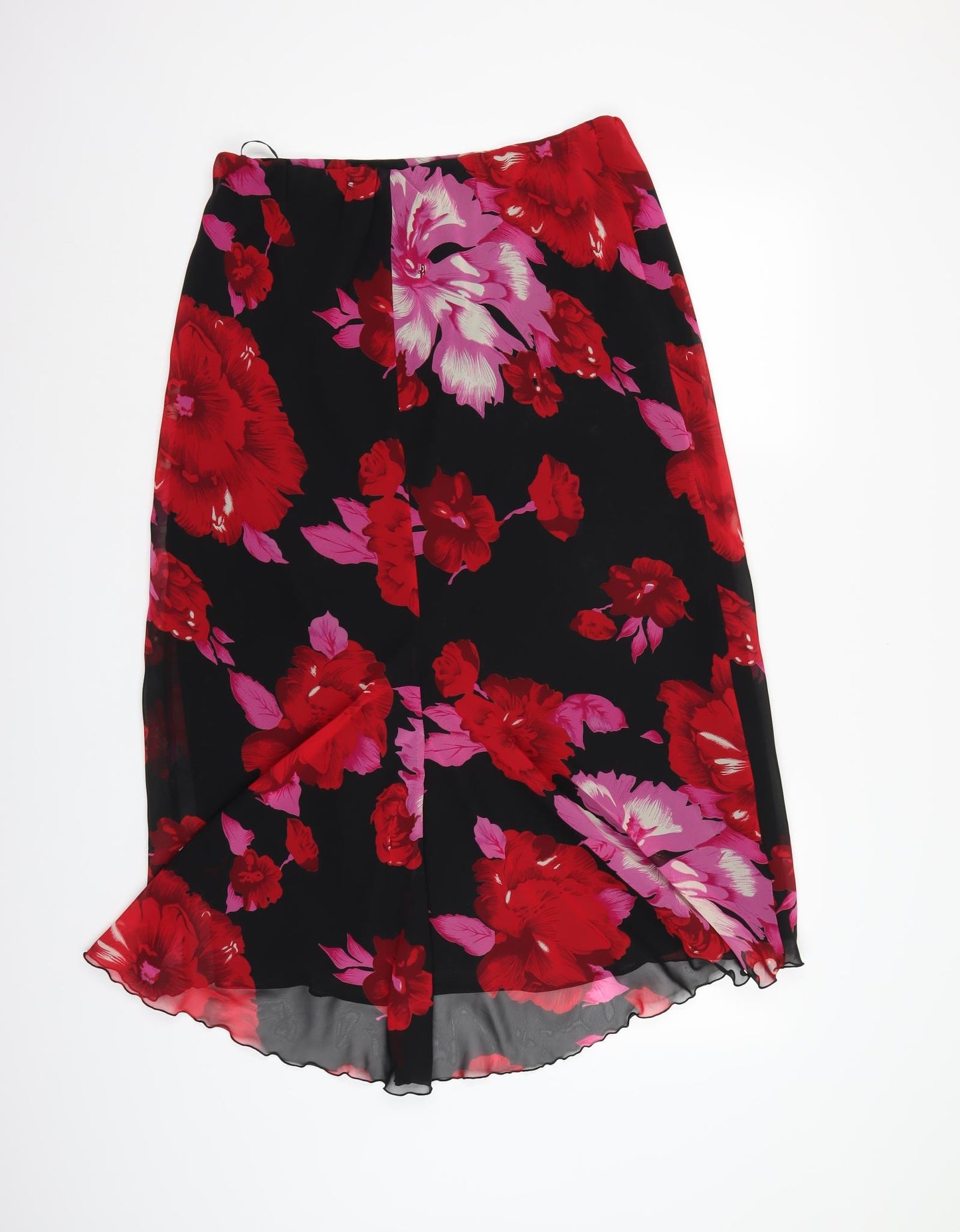 AMARANTO Womens Black Floral  A-Line Skirt Size 16