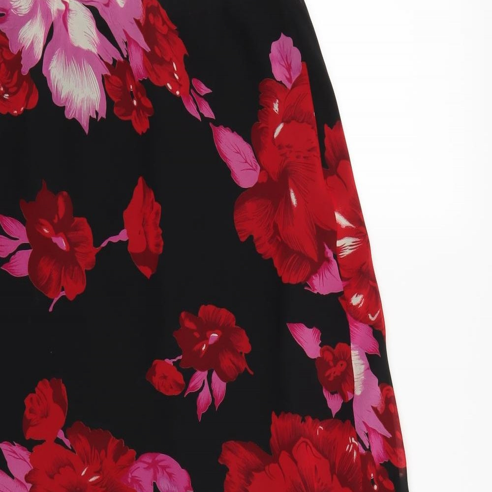 AMARANTO Womens Black Floral  A-Line Skirt Size 16