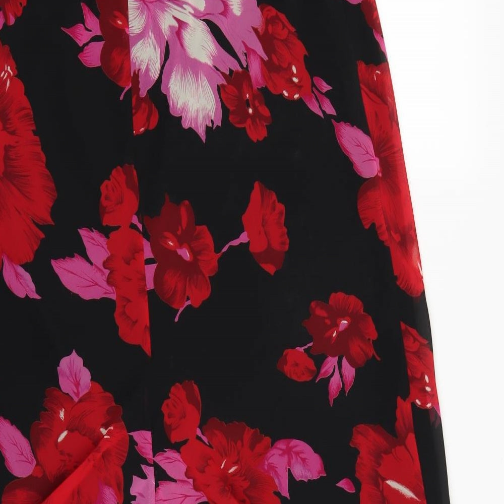 AMARANTO Womens Black Floral  A-Line Skirt Size 16