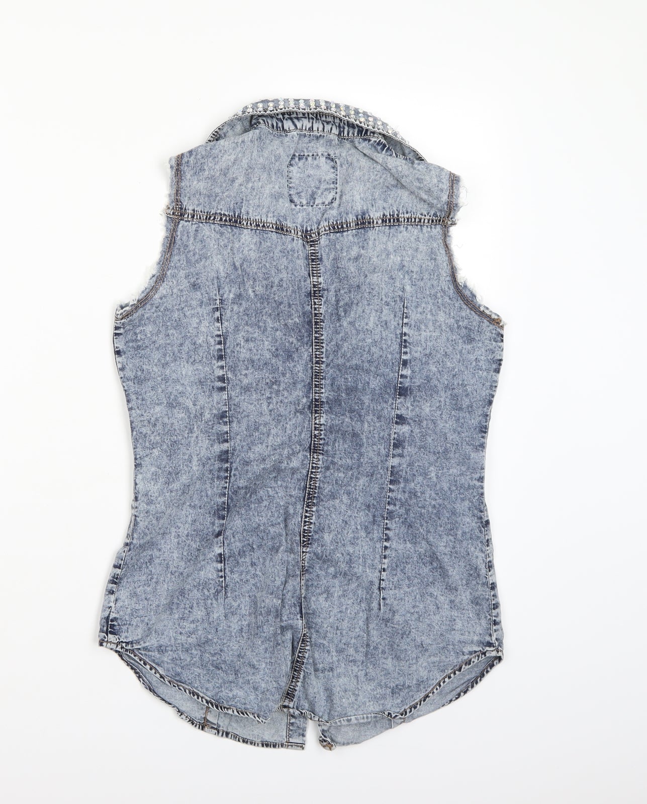 Denim co. Womens Blue  Denim Basic Button-Up Size 8  - Acid Wash