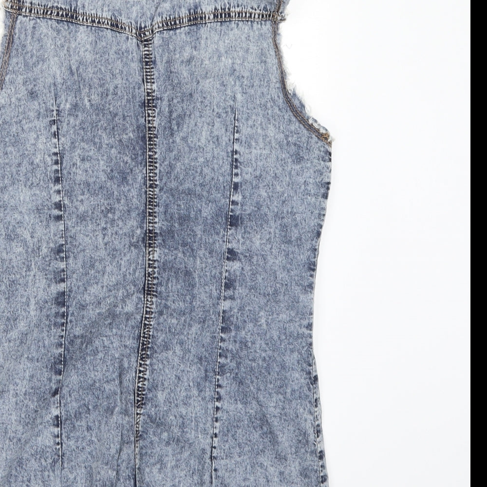 Denim co. Womens Blue  Denim Basic Button-Up Size 8  - Acid Wash