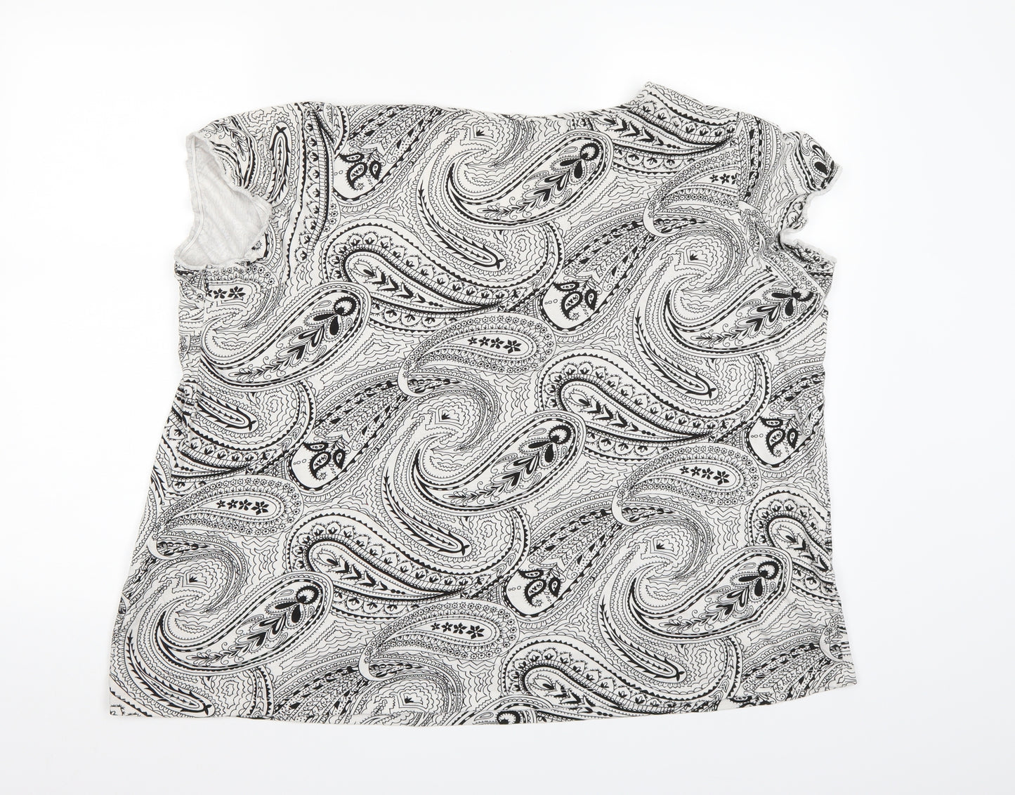 Avenue Womens White Paisley  Basic T-Shirt Size 22