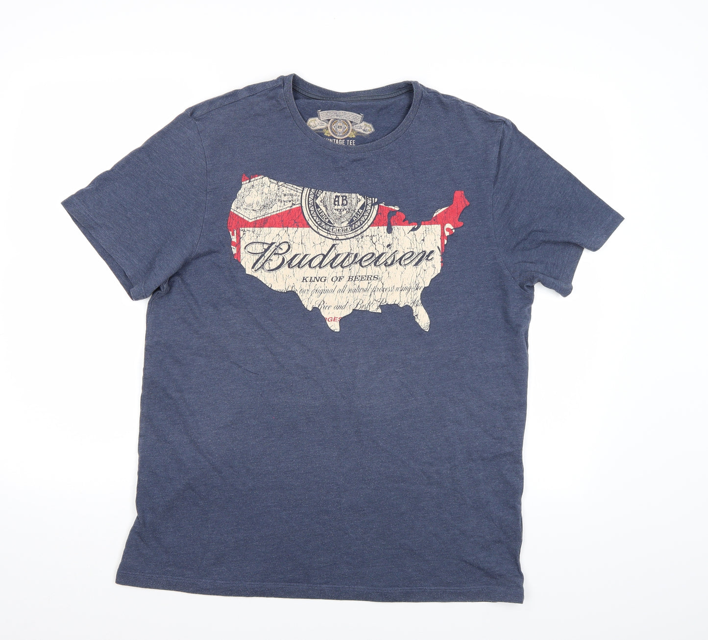 F&F Mens Blue    T-Shirt Size L  - Budweiser