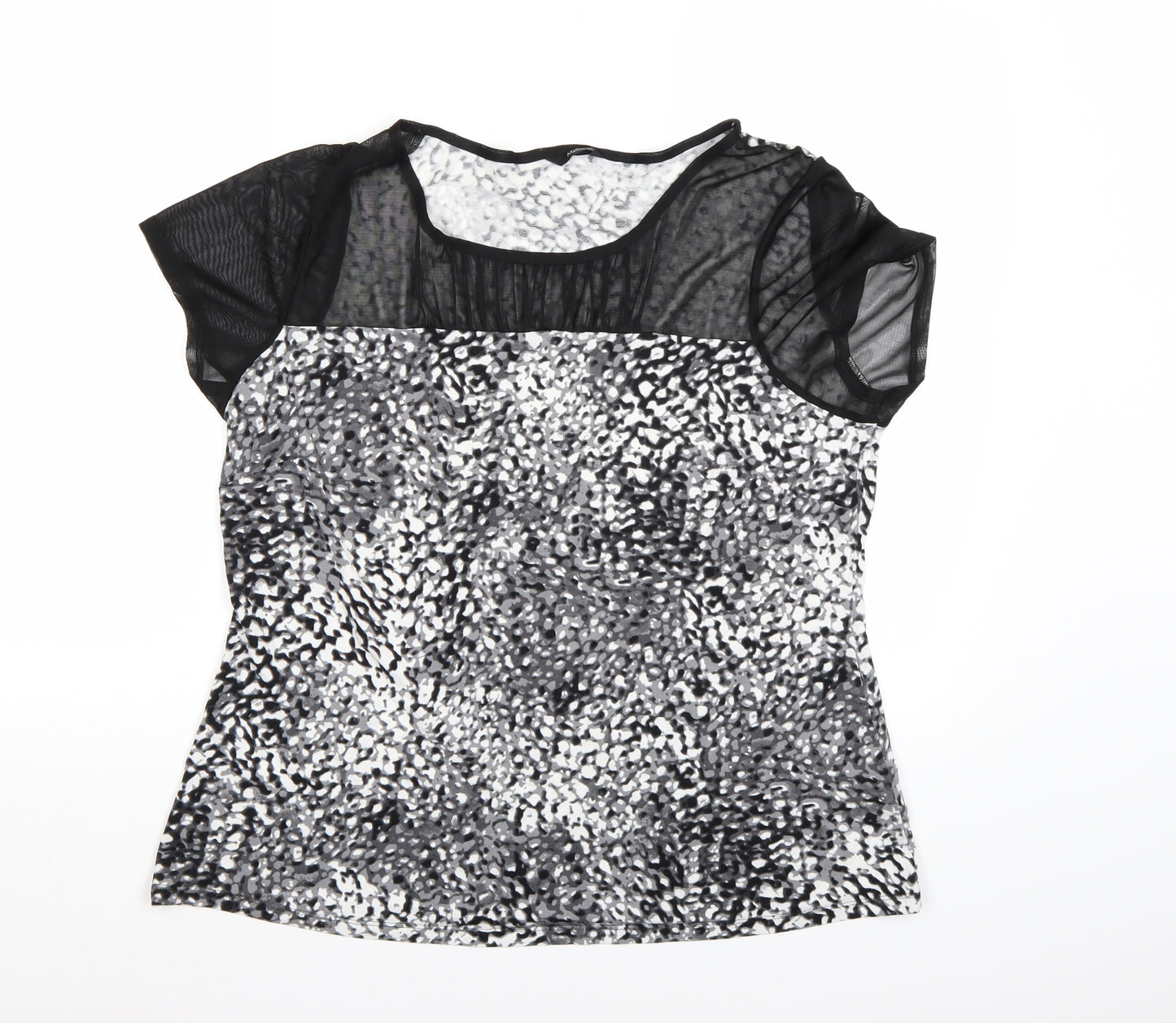 M&Co Womens White Animal Print  Basic T-Shirt Size 22