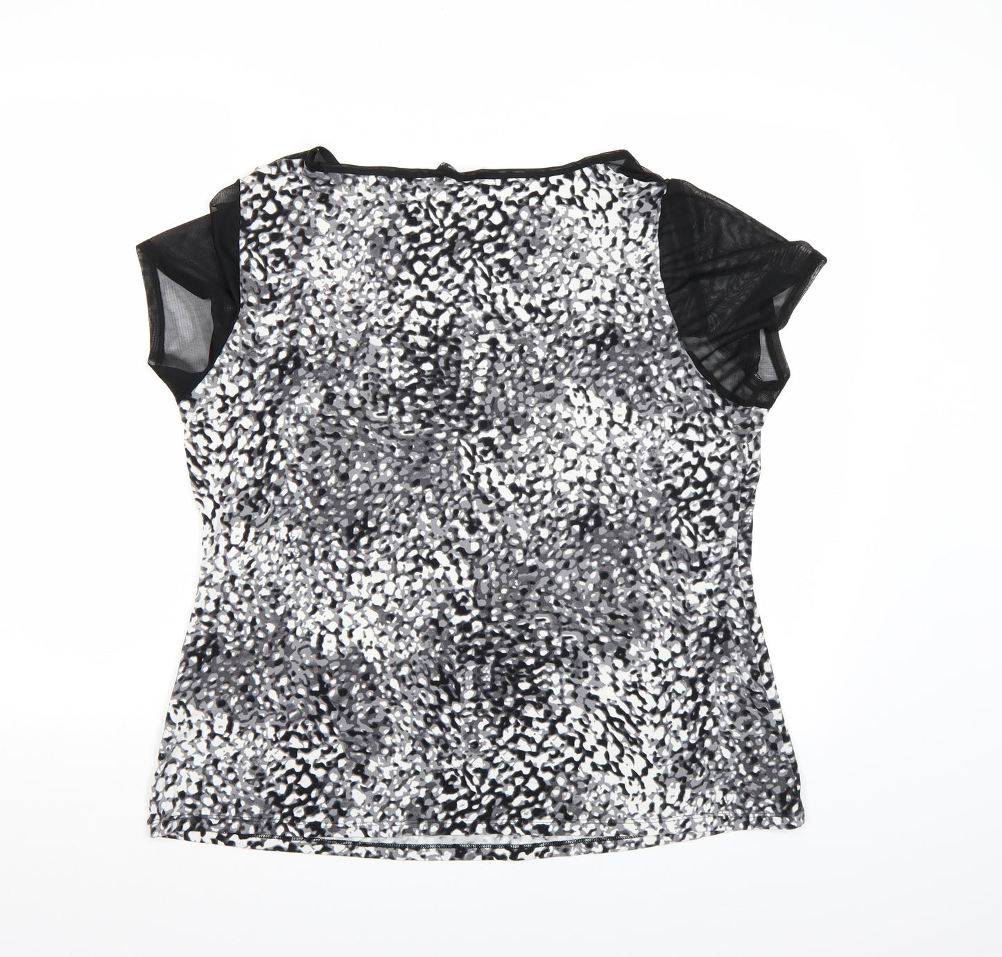 M&Co Womens White Animal Print  Basic T-Shirt Size 22