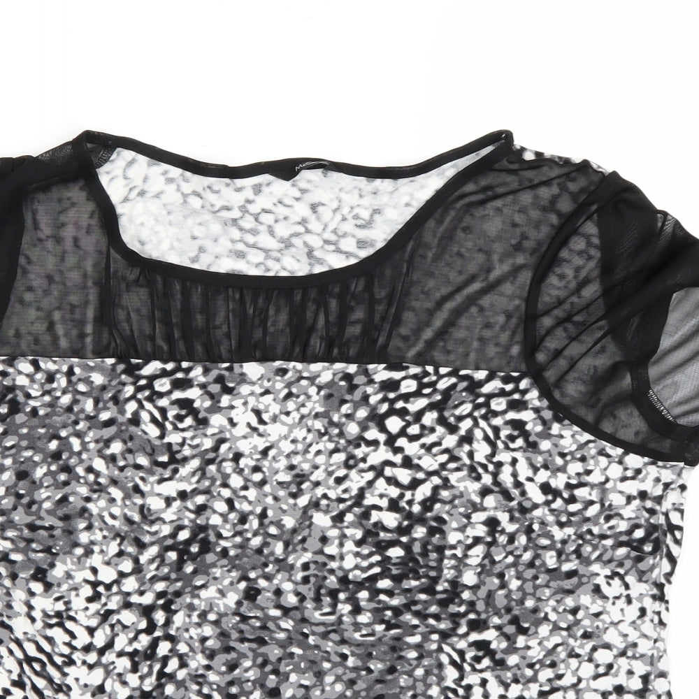 M&Co Womens White Animal Print  Basic T-Shirt Size 22