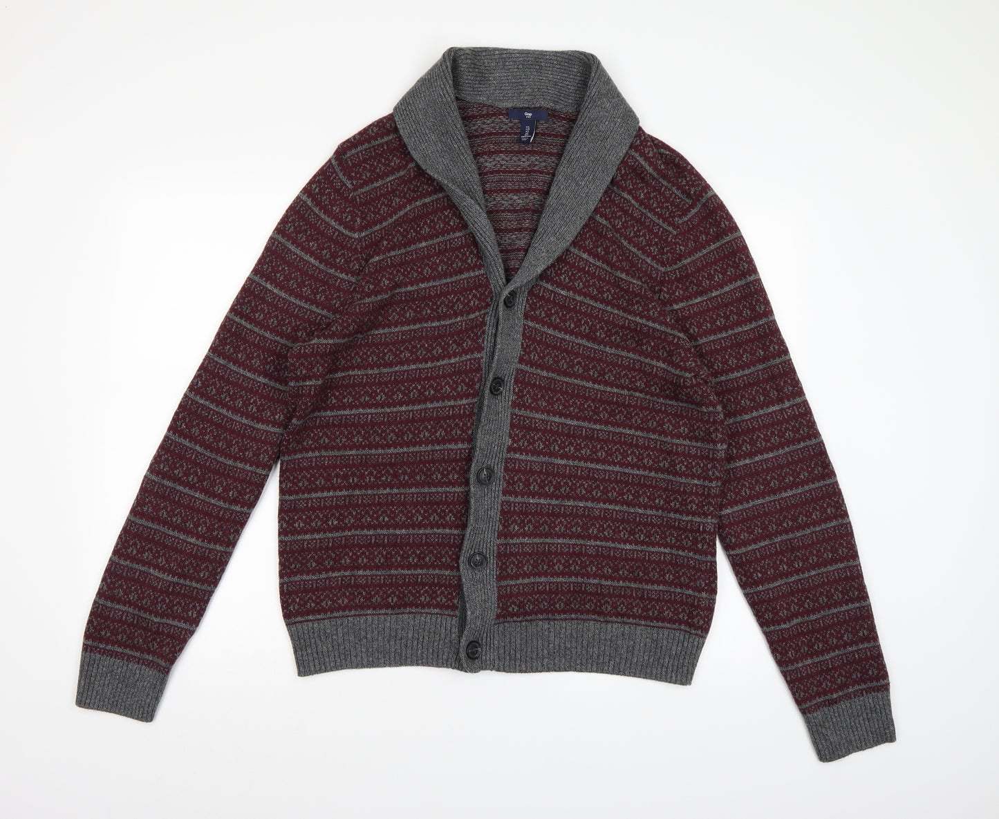 Gap Mens Brown Geometric Knit Cardigan Jumper Size L