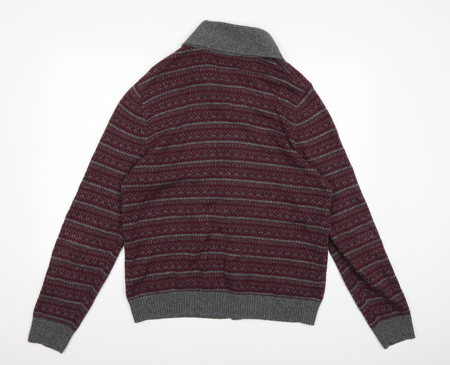 Gap Mens Brown Geometric Knit Cardigan Jumper Size L
