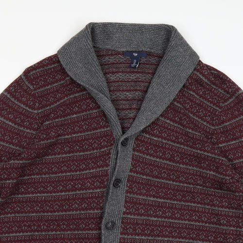 Gap Mens Brown Geometric Knit Cardigan Jumper Size L