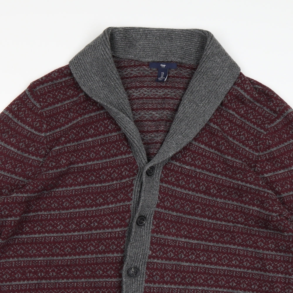 Gap Mens Brown Geometric Knit Cardigan Jumper Size L