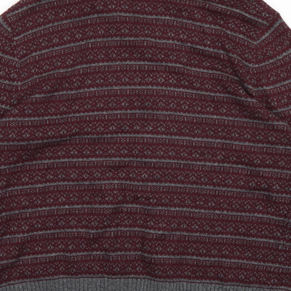 Gap Mens Brown Geometric Knit Cardigan Jumper Size L