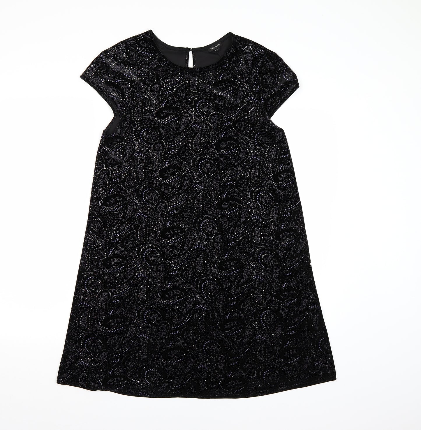 River Island Womens Black Paisley Velour A-Line  Size 12
