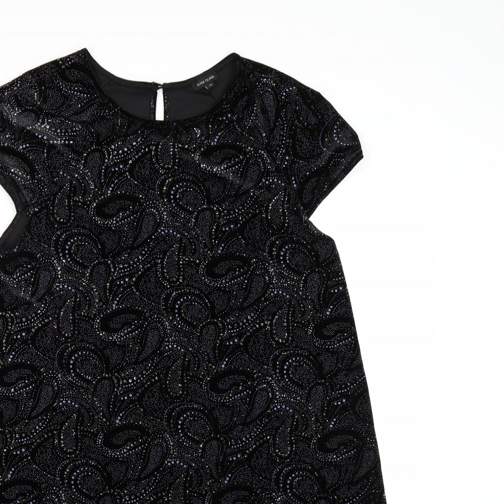 River Island Womens Black Paisley Velour A-Line  Size 12