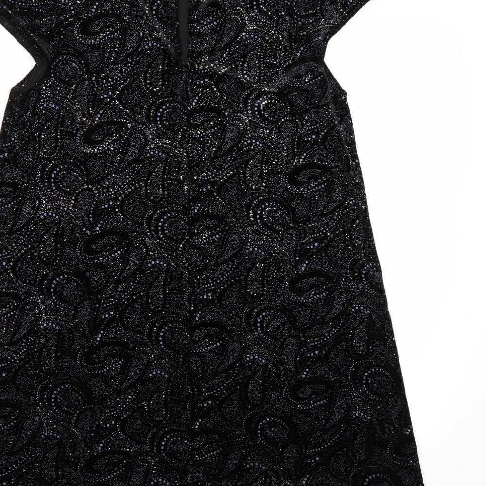 River Island Womens Black Paisley Velour A-Line  Size 12