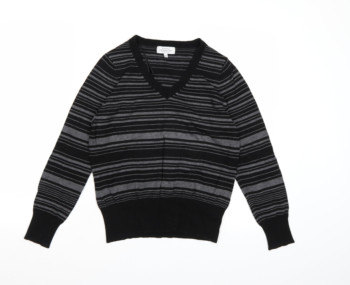 Debenhams Womens Grey Striped Knit Pullover Jumper Size 14