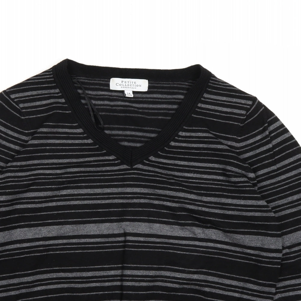 Debenhams Womens Grey Striped Knit Pullover Jumper Size 14