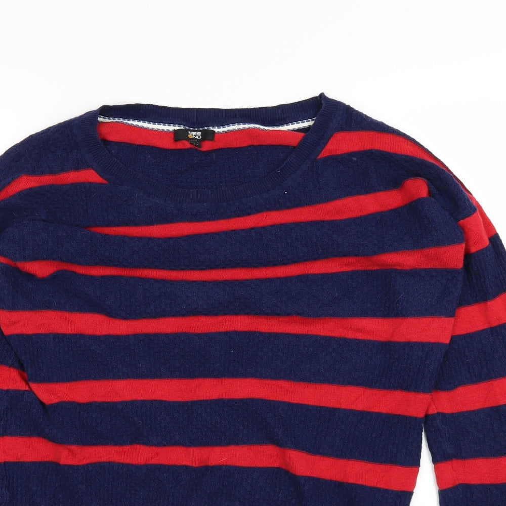 yes or no Womens Blue Striped  Basic T-Shirt Size M