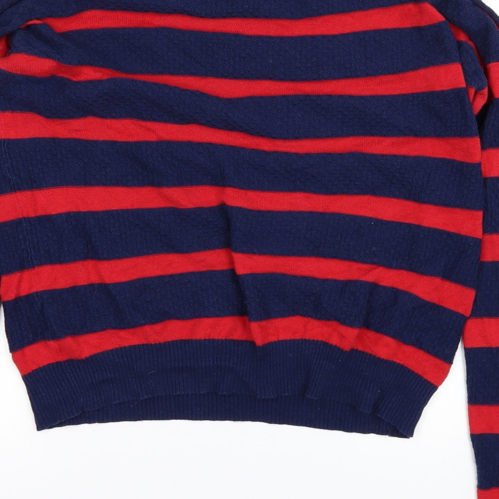 yes or no Womens Blue Striped  Basic T-Shirt Size M