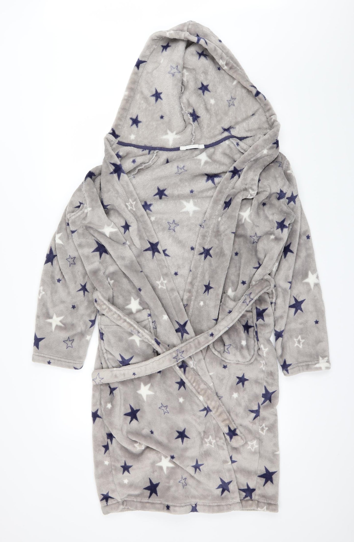 Preworn Girls Grey Solid  Top Robe Size 14 Years