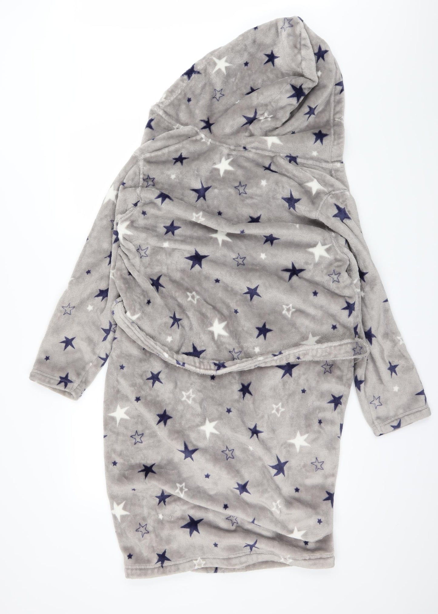 Preworn Girls Grey Solid  Top Robe Size 14 Years