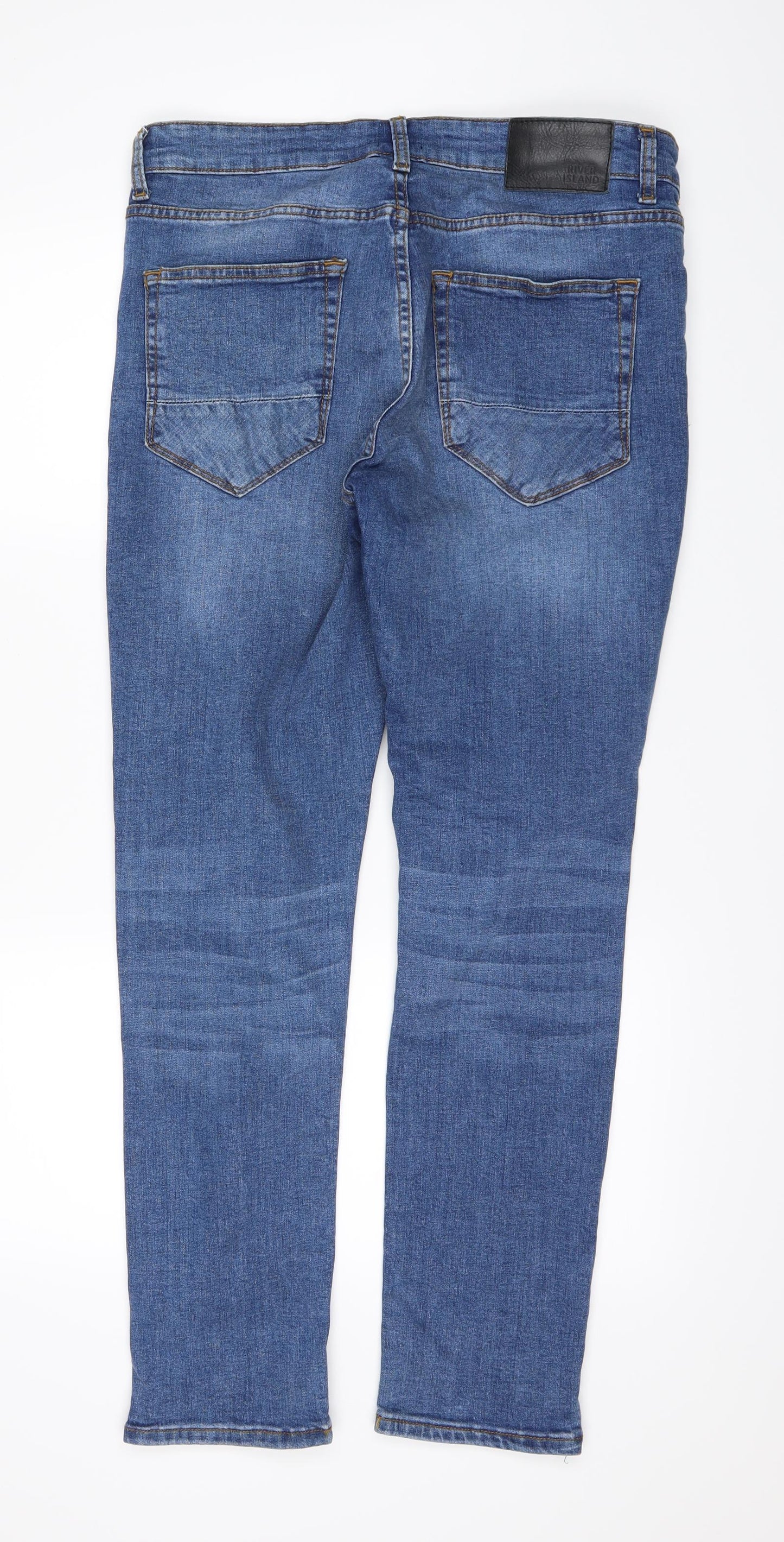 River Island Mens Blue  Denim Straight Jeans Size 34 L29 in