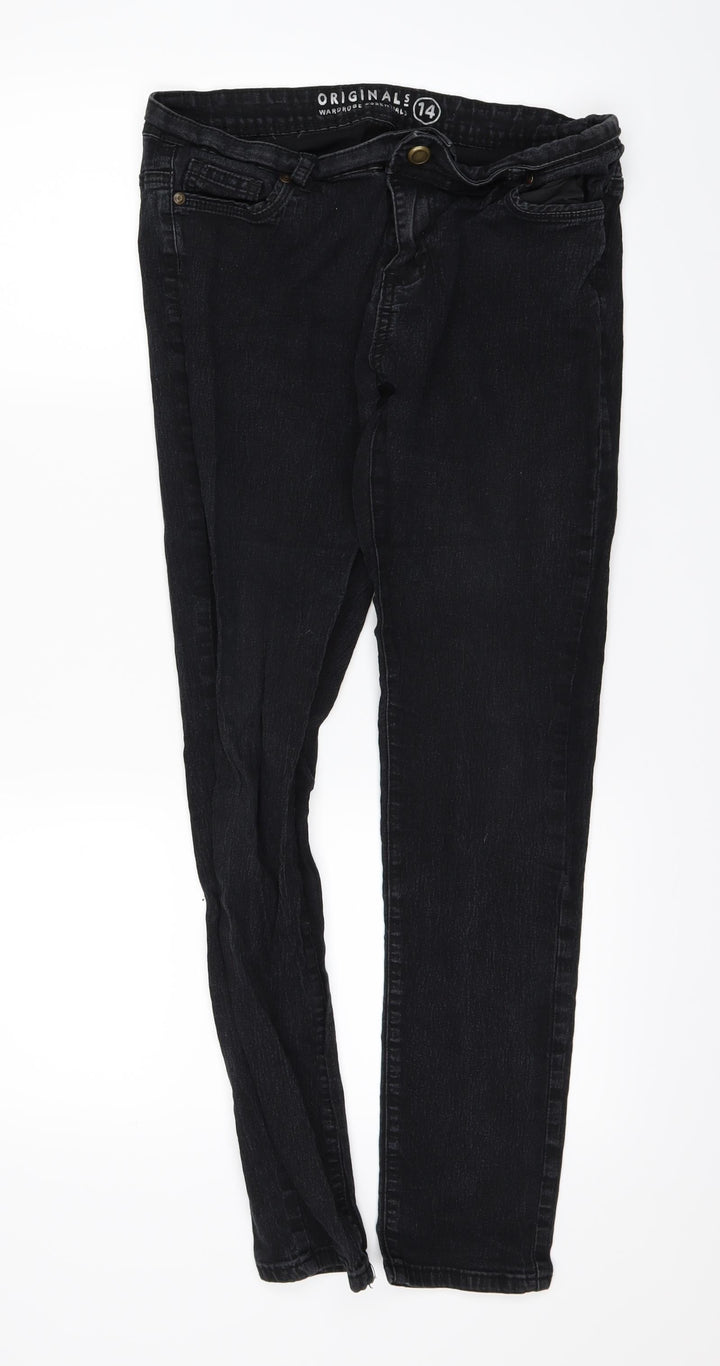 originals Womens Black  Denim Straight Jeans Size 14 L26 in