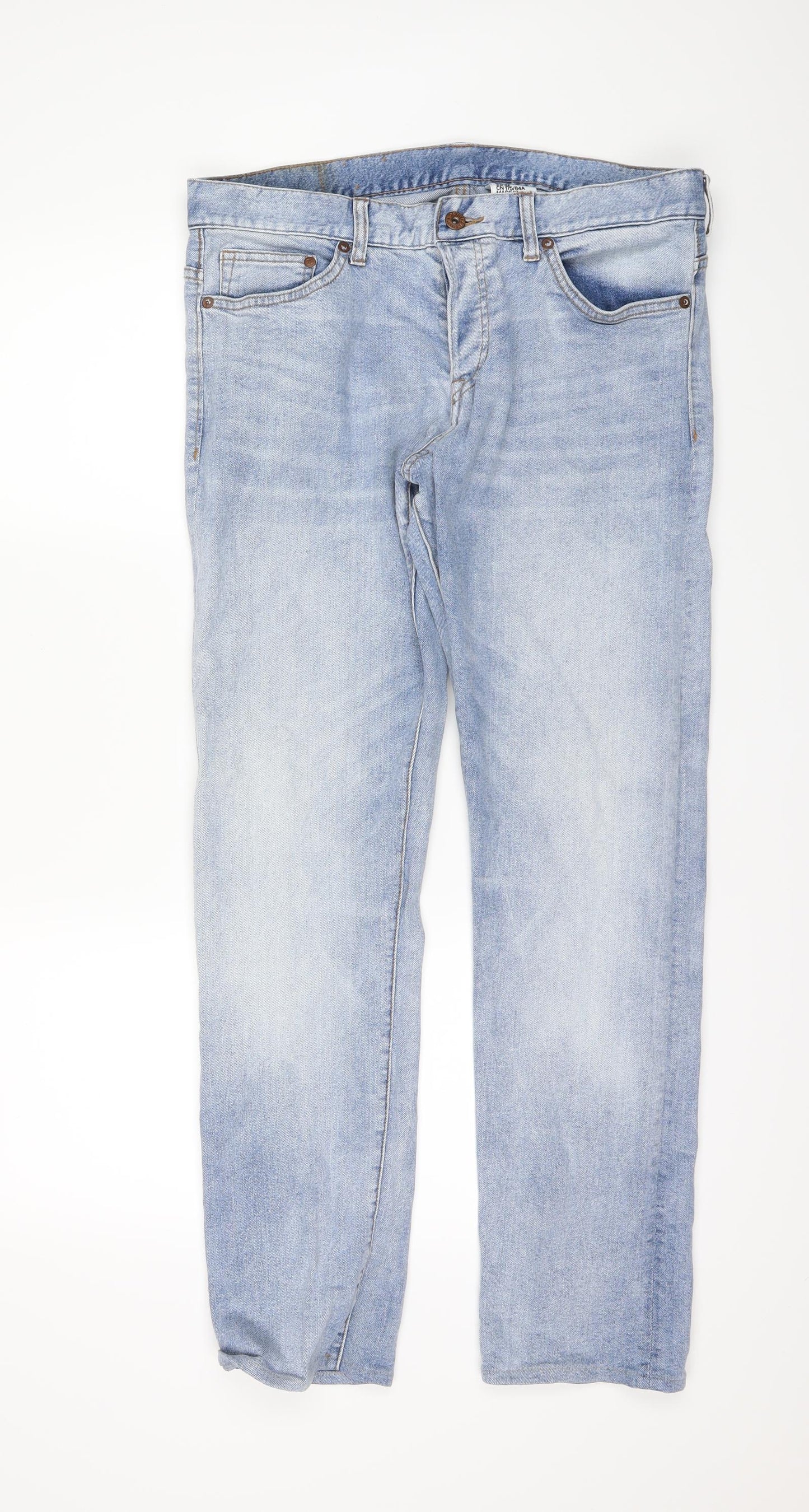H&M Womens Blue  Denim Straight Jeans Size 32 L30 in