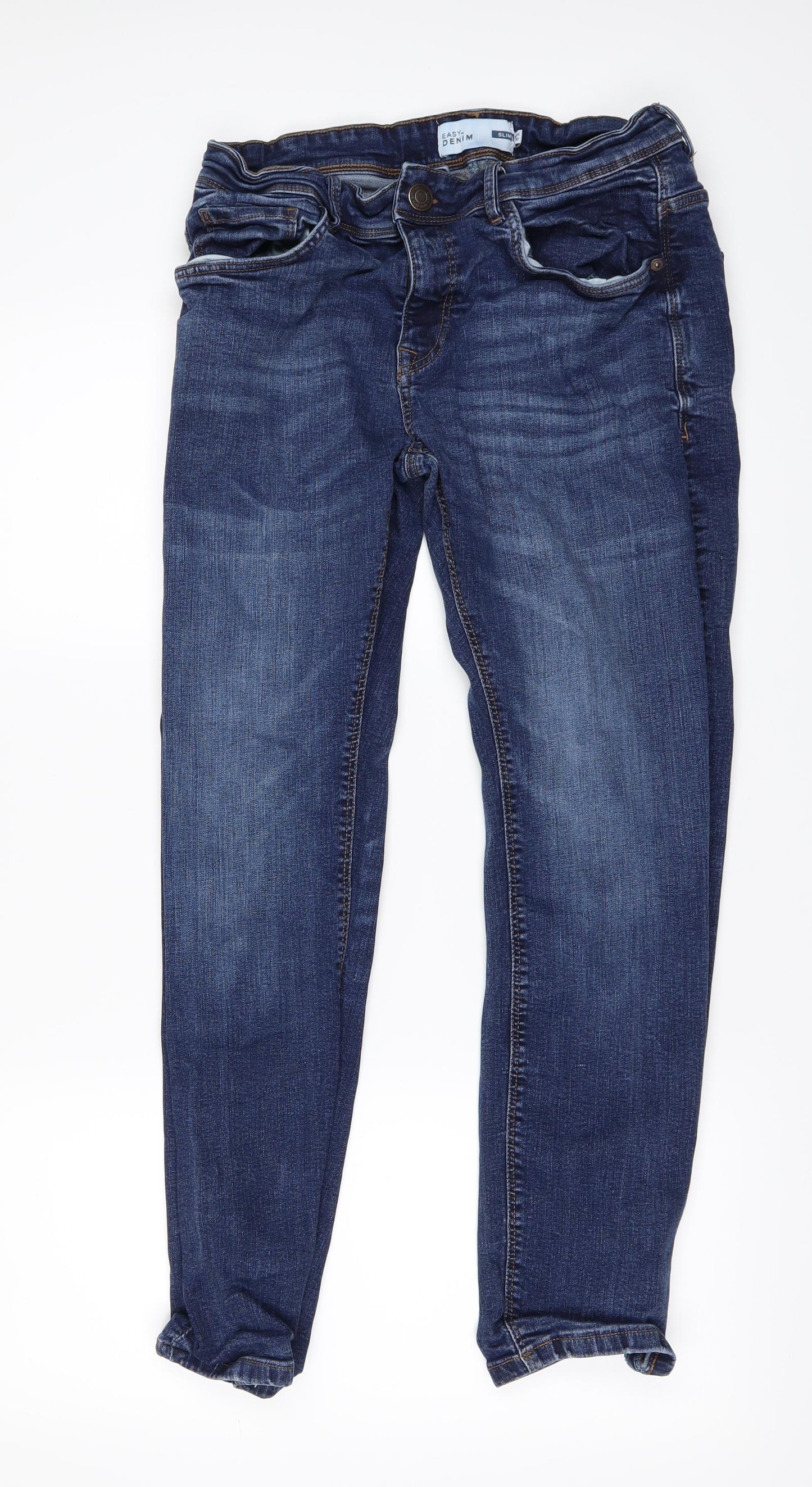 Easy Womens Blue  Denim Straight Jeans Size 34 L27 in