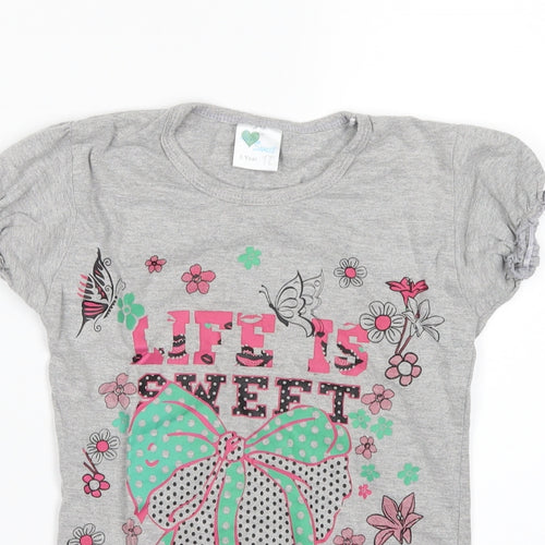 sweet Girls Grey   Basic T-Shirt Size 8 Years