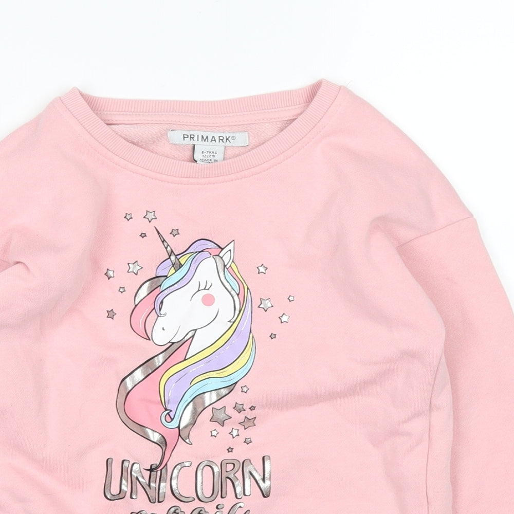 Primark Girls Pink   Pullover Jumper Size 6-7 Years