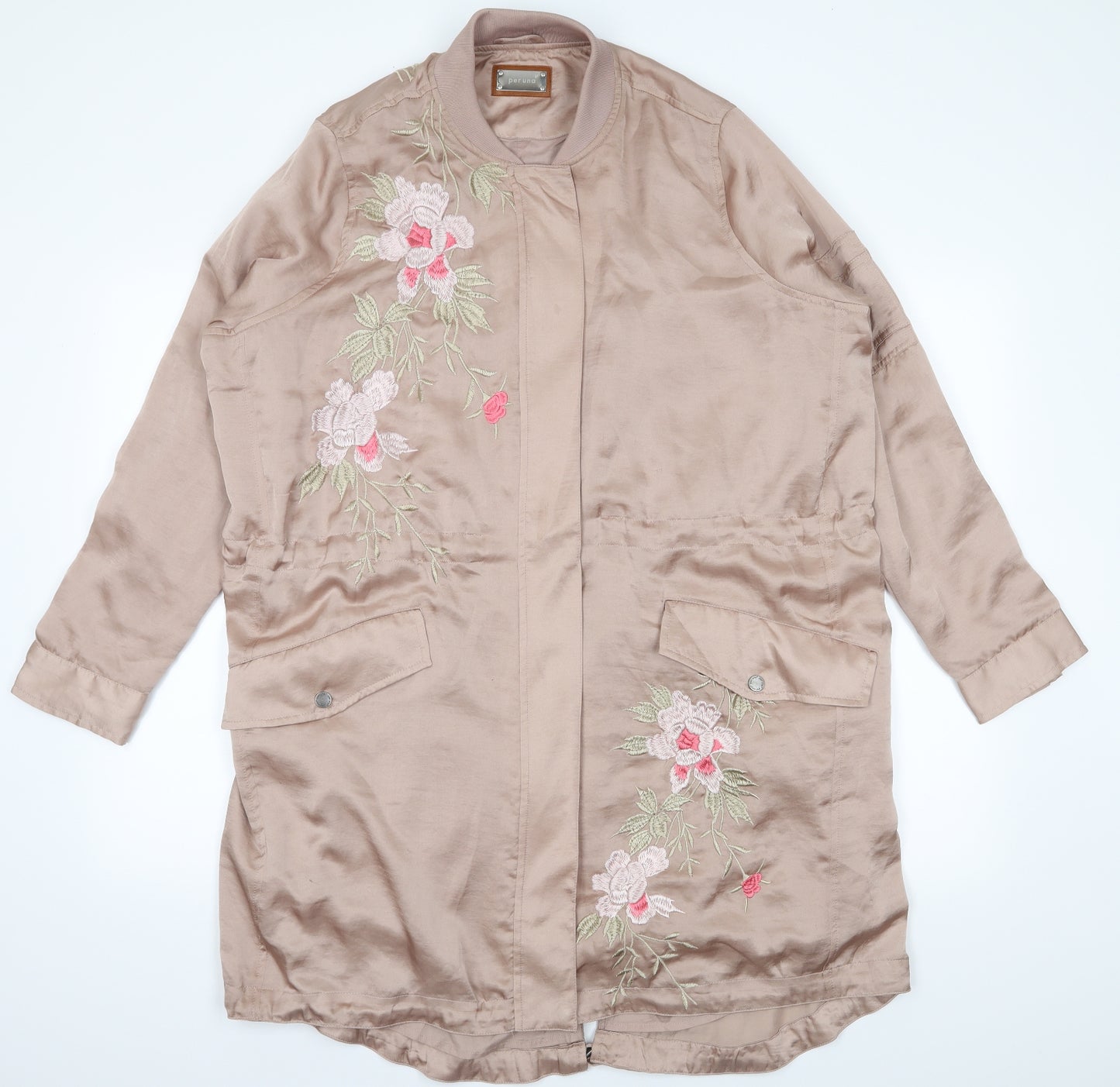 Marks and Spencer Womens Brown   Jacket Coat Size 16  - flowers