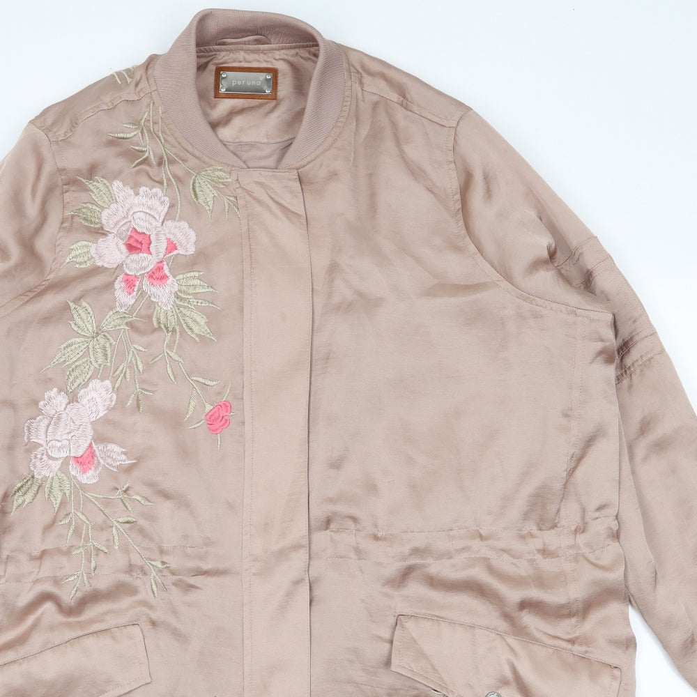 Marks and Spencer Womens Brown   Jacket Coat Size 16  - flowers