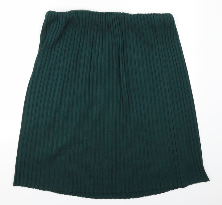 Preworn Womens Green   Pleated Skirt Size 36 in