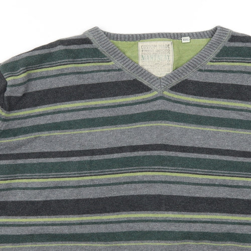 Mantaray Mens Green Striped  Pullover Jumper Size 3XL