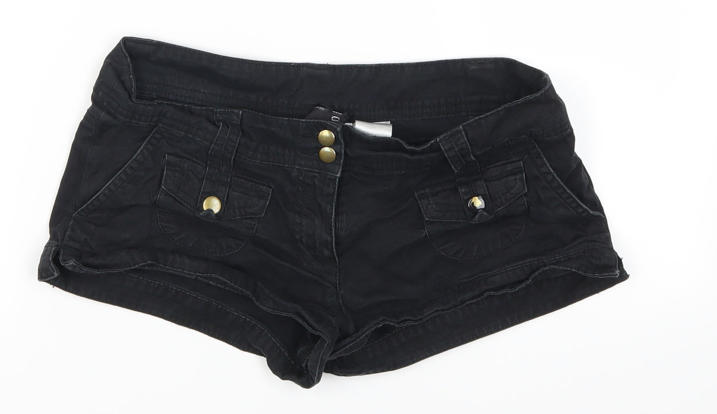 H&M Womens Black  Denim Hot Pants Shorts Size 10