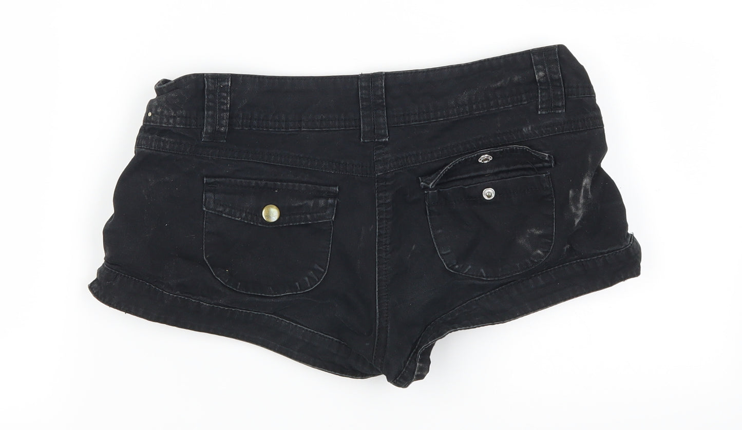 H&M Womens Black  Denim Hot Pants Shorts Size 10