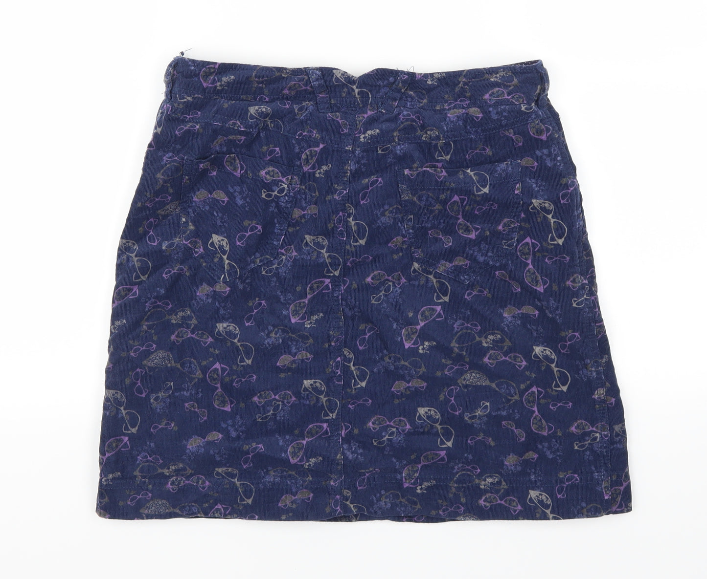 Preworn Womens Blue Geometric Corduroy Mini Skirt Size 29 in