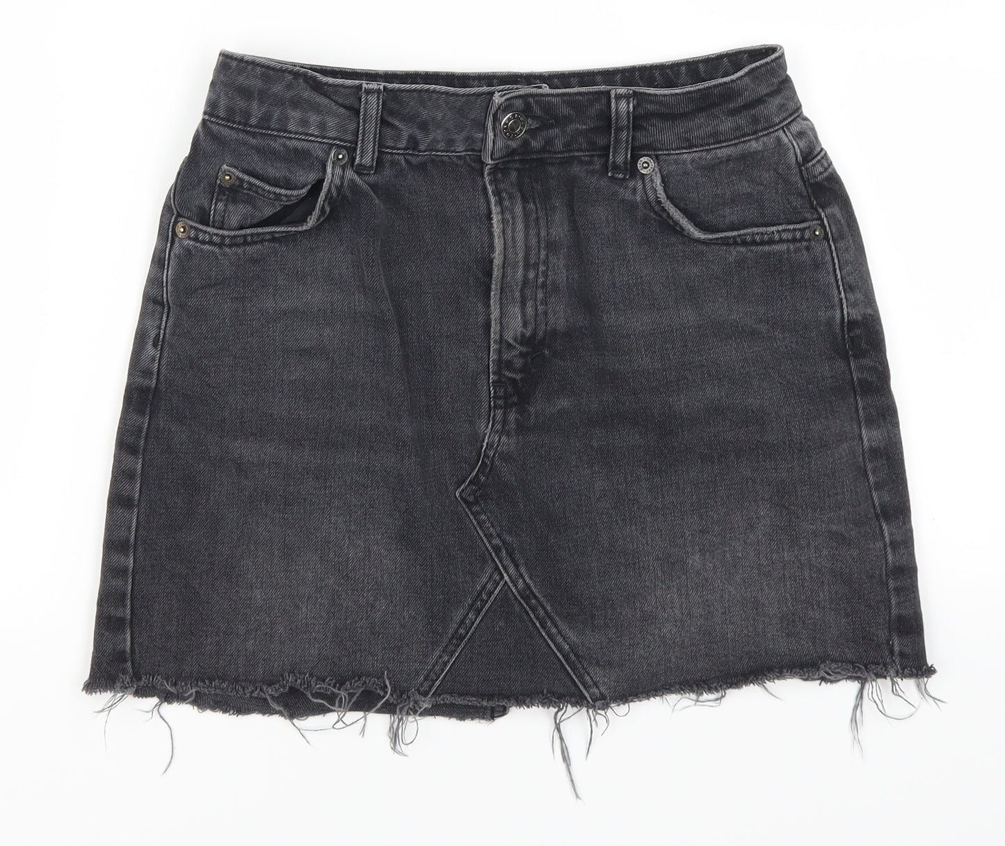 Topshop Womens Grey  Denim Mini Skirt Size 8